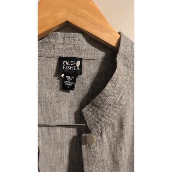 Eileen Fisher Button Front Stand Collar Jacket Gray Size Large - Picture 3 of 4